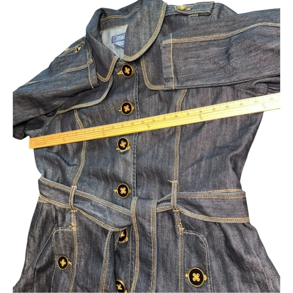 Baccini Denim Tie Waist Trench Coat XL - Picture 3 of 15